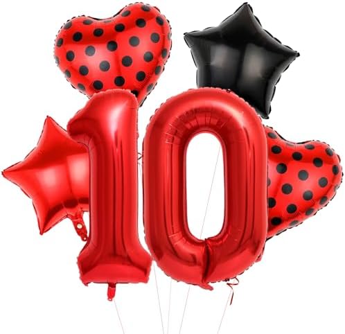 Red 10 Balloon Set for Birthday Party Decorations