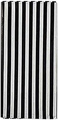 6 Pcs Disposable Black White Stripe Plastic Tablecloths 108x54 Inch Rectangle Tablecovers