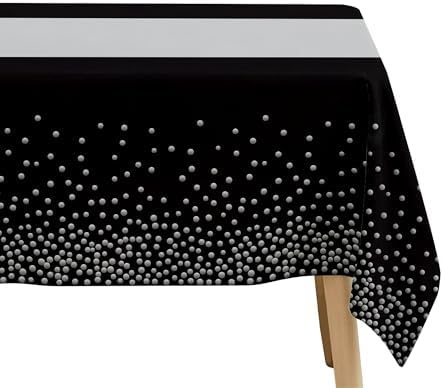 Black and Silver Party Tablecloth Decorations 3Pcs
