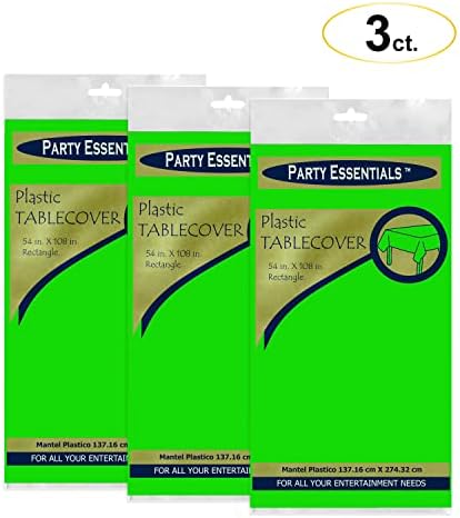 Party Essentials Heavy Duty Rectangle Table Cover Neon Green 54x108 3-Count