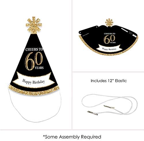 Big Dot of Happiness 60th Birthday Gold Mini Cone Hats Set of 8