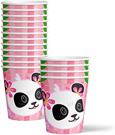 Pink Panda Birthday Party Supplies Set for 16