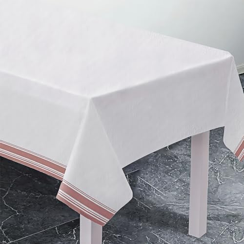 White Airlaid Table Cover with Rose Gold Trim 54x102