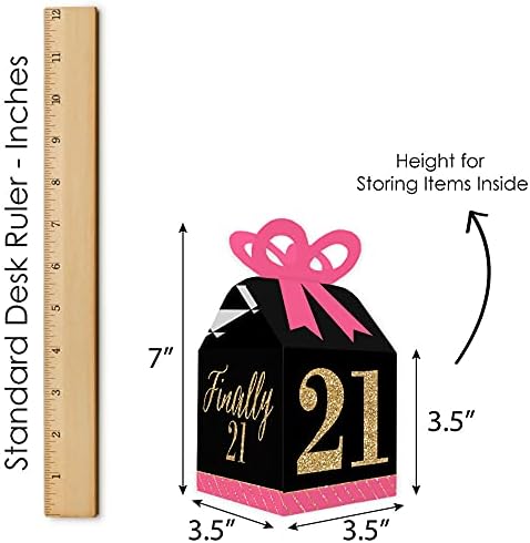 Big Dot of Happiness 21st Birthday Bow Boxes Set of 12