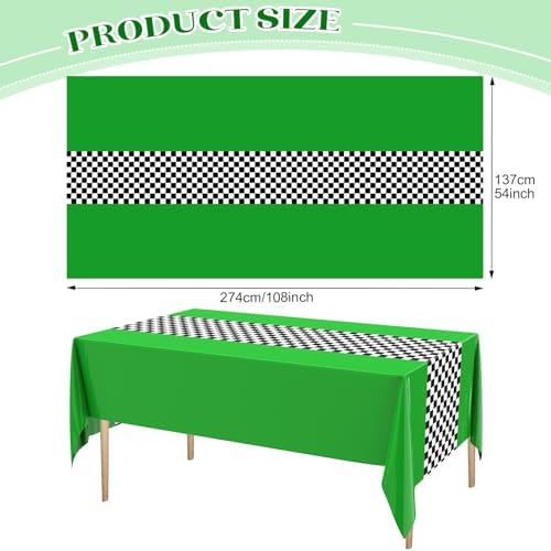 Irenare 3 Pack Racing Car Table Covers Green