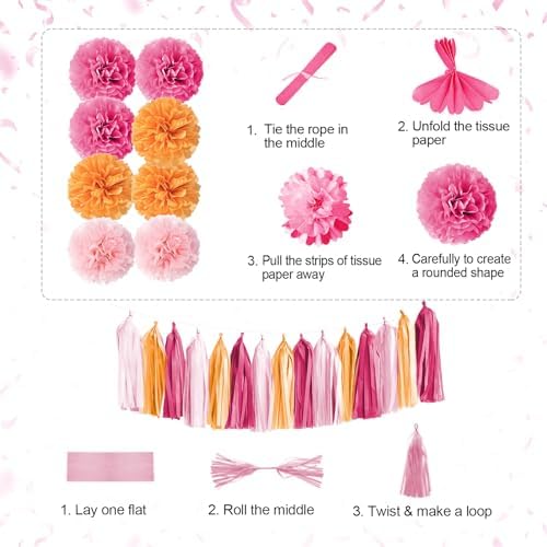 Pink and Orange Birthday Party Decorations Set