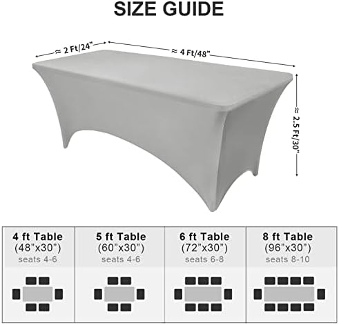 OutdoorLines Stretchy Light Gray Fitted Tablecloth for 4 Foot Table