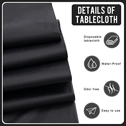 Eleclassi Black 12 Pack Premium Plastic Table Cloth for 8-Foot Tables