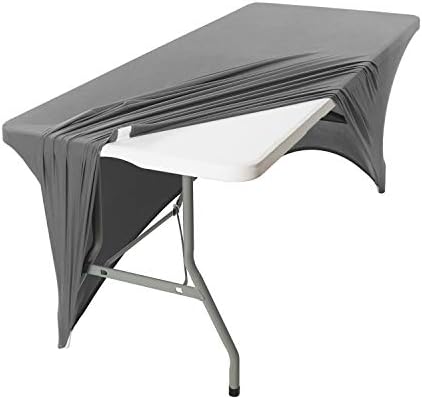 Peomeise 8FT Gray Stretch Spandex Table Cover