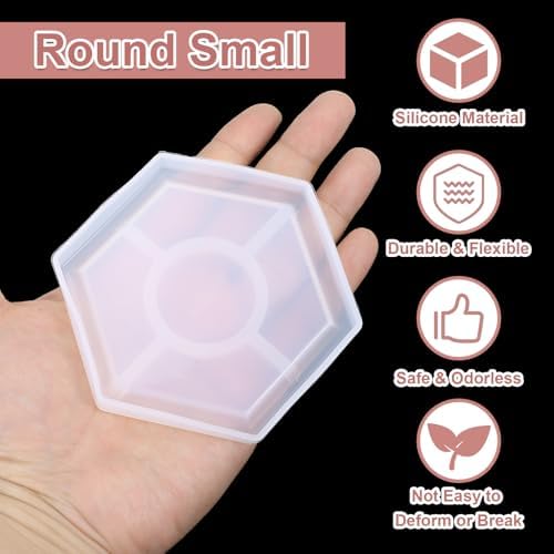 Uxcell 2 Pcs Hexagon Resin Coaster Moulds