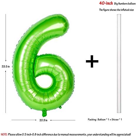 40 Inch Bright Green Digital Balloon Number 6 Jungle Themed