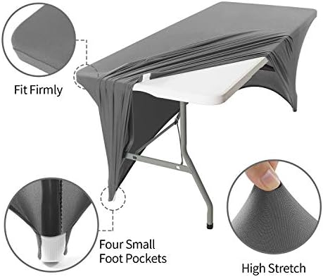 Peomeise 8FT Gray Stretch Spandex Table Cover