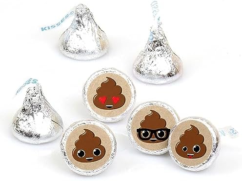 Poop Emoji Party Round Candy Sticker Favors 1 Sheet of 108