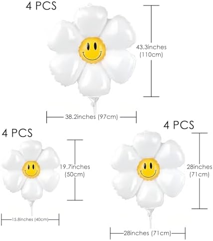 12PCS Smiley Daisy Flower Balloons for Birthday