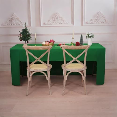 4 Pack Green Fitted Tablecloths for 6 Foot Tables