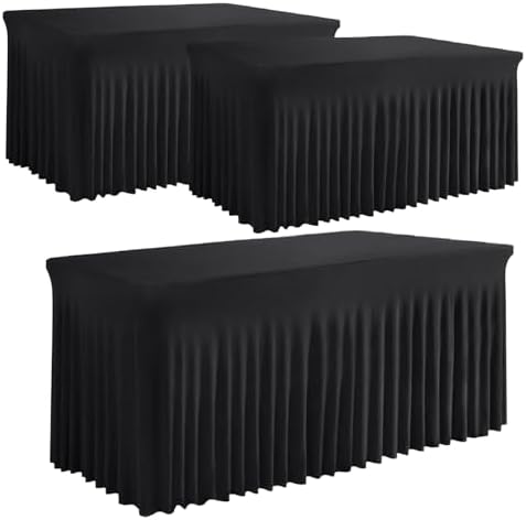 6ft Black Spandex Table Skirt Set for Banquet Tables