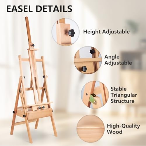 YOKUGO H-Frame Easel for Painting with Storage Drawer