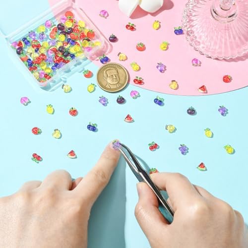 LiQunSweet 110 Pcs 11 Styles Fruit Resin Cabochons for DIY Jewelry