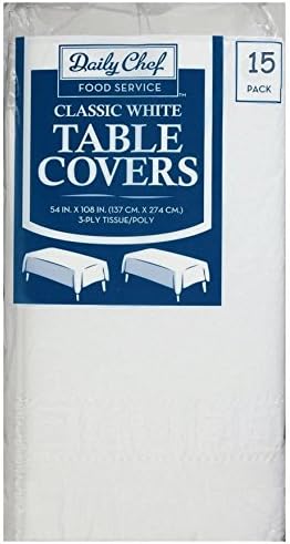 Daily Chef 3-Ply Tissue Paper Table Covers White Pack of 15