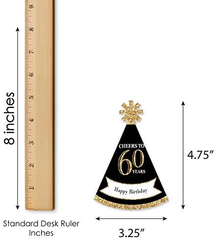 Big Dot of Happiness 60th Birthday Gold Mini Cone Hats Set of 8