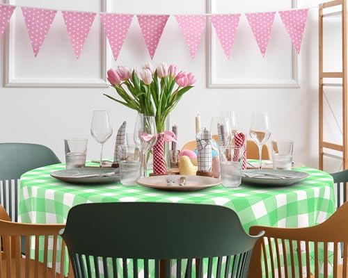Remagr 84-inch Round Checkered Tablecloth 6-Pack
