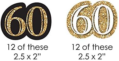 Big Dot of Happiness 60th Birthday Cut Outs - Gold - 24 Count