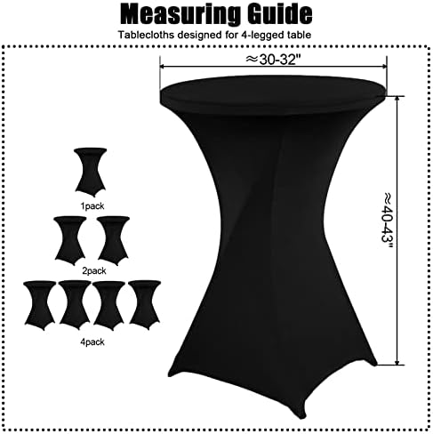 SUNTQ Stretch Black Spandex Cocktail Table Cover 32x43