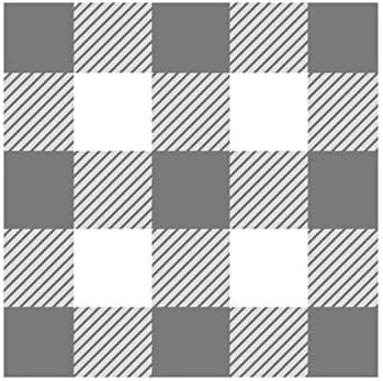 Gray and White Buffalo Check Plastic Tablecloth 29x72