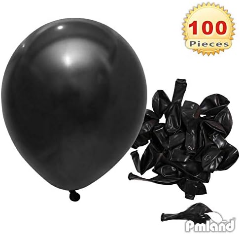 PMLAND 100 Count Black Latex Balloons 12 Inches Party Decorations
