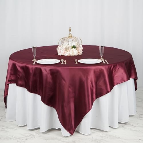 Balsa Circle 10pcs 90x90-Inch Burgundy Satin Table Overlays