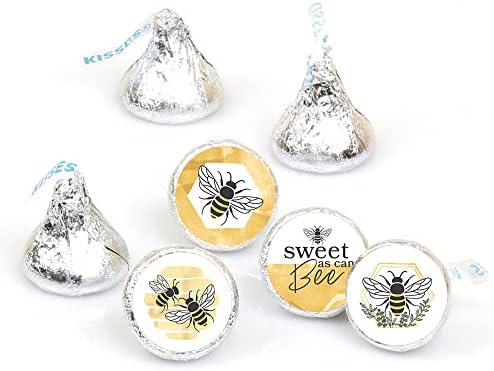 Big Dot of Happiness Little Bumblebee Round Candy Stickers - 1 Sheet of 108
