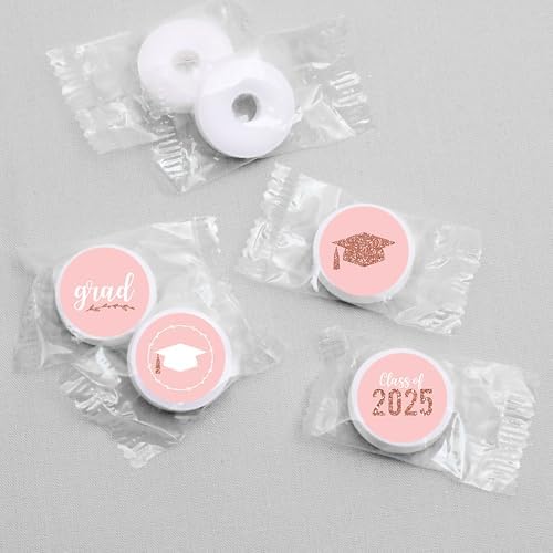 Rose Gold Grad Round Candy Sticker Favors 2025