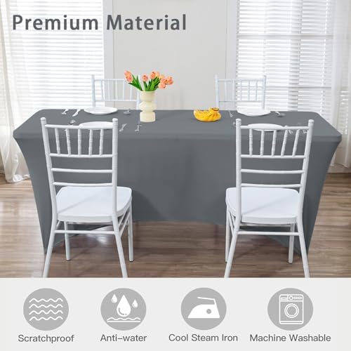 HZDHCLH Spandex Tablecloth 2 Pack 6FT Elastic Fitted Protector