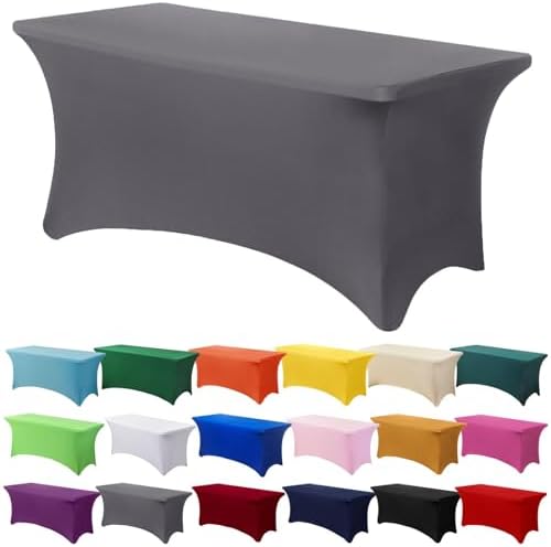 6FT Spandex Stretch Table Cover - Gray Universal Fit for Events and Parties