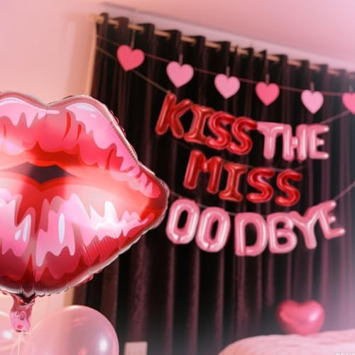 Kiss The Miss Goodbye Balloon Banner Bachelorette Decor