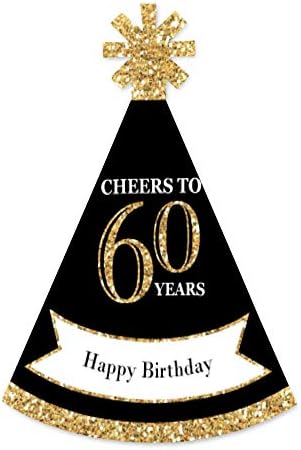 Big Dot of Happiness 60th Birthday Gold Mini Cone Hats Set of 8