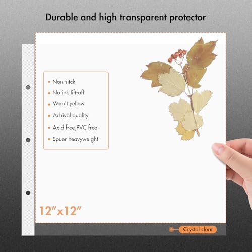 12x12 Inch 3 Ring Scrapbook Album with 40 Sleeves and 80 White Pages