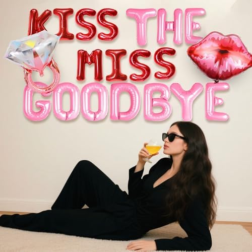 Kiss The Miss Goodbye Balloon Banner Bachelorette Decor
