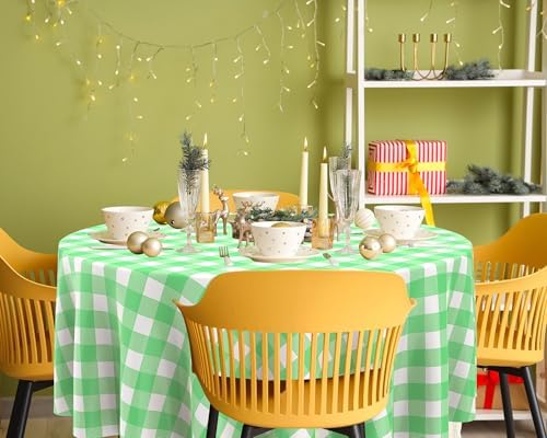 Remagr 84-inch Round Checkered Tablecloth 6-Pack
