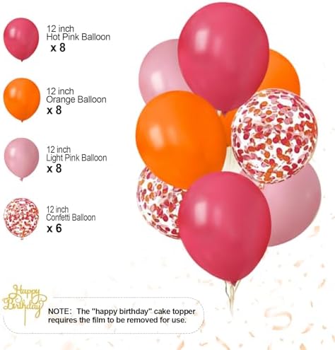 Pink and Orange Birthday Party Decorations Set