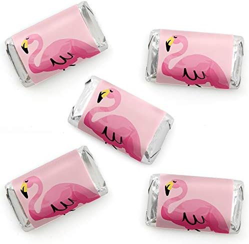 Big Dot of Happiness Pink Flamingo Mini Candy Bar Wrappers 40 Count