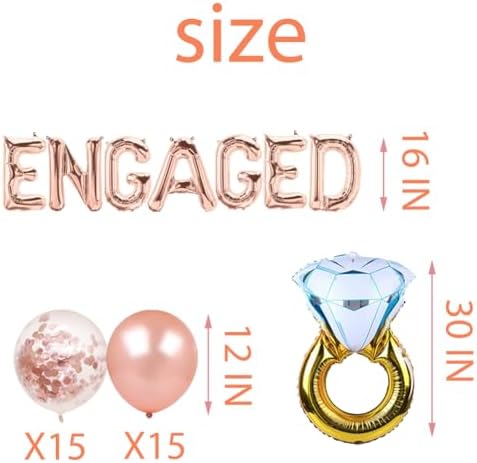 Rose Gold Engagement Balloons Party Decor Banner