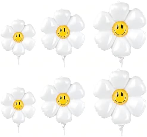 12PCS Smiley Daisy Flower Balloons for Birthday