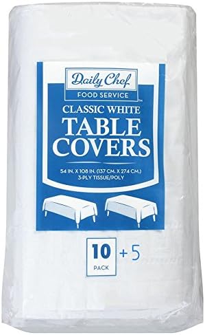 Daily Chef 3-Ply Tissue Paper Table Covers White Pack of 15
