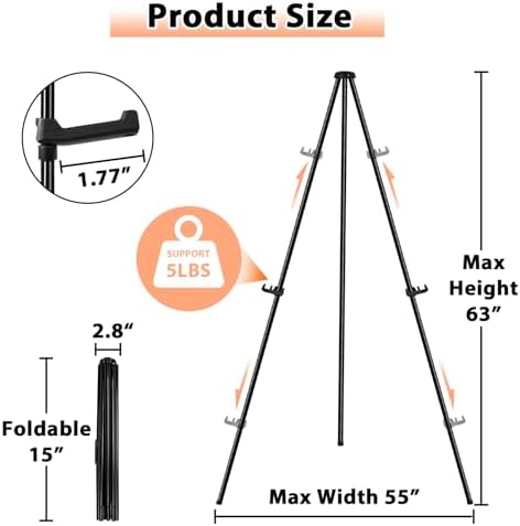 Instant Display Easel Stand - 63 Collapsible Portable Artist Floor Easel