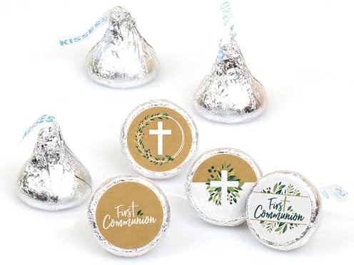 Elegant Cross Round Candy Sticker Favors 108 Stickers