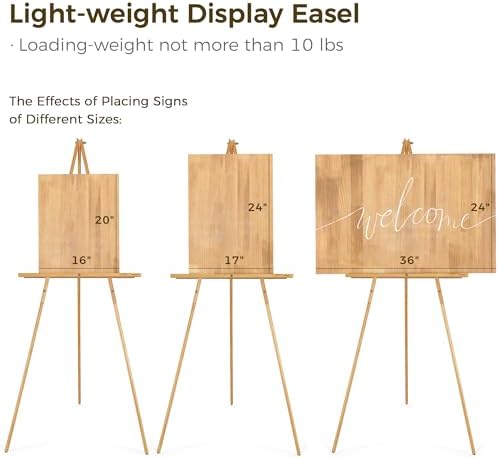 VISWIN 63 Gold Wooden Easel Stand for Sign Display