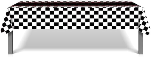 3 Pcs Racing Car Party Tablecloth with Black Checkered Pattern