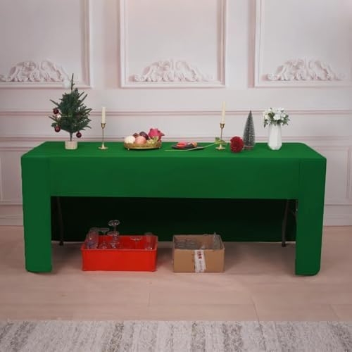 4 Pack Green Fitted Tablecloths for 6 Foot Tables