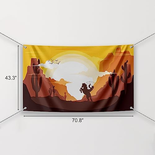 Western Cowboy Party Decorations Kit with Backdrop and Props